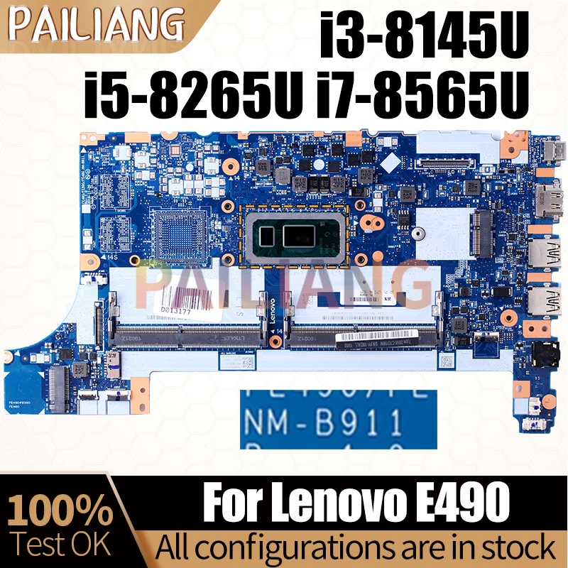 For Lenovo Thinkpad E490 Notebook Mainboard NM-B911 i3 i5 i7 02DL786 5B20V80725 02DL805 02DL777 Laptop Motherboard Full Tested