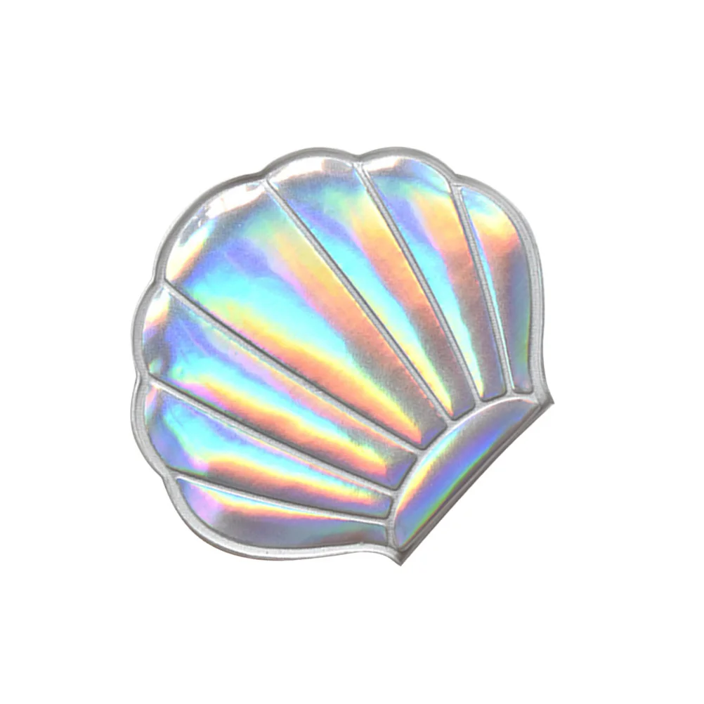 Compacte make-upspiegel met schaalontwerp Dubbelzijdige PU-hoes Hologram-afwerking Zakspiegel voor thuisgebruik op reis Zilver