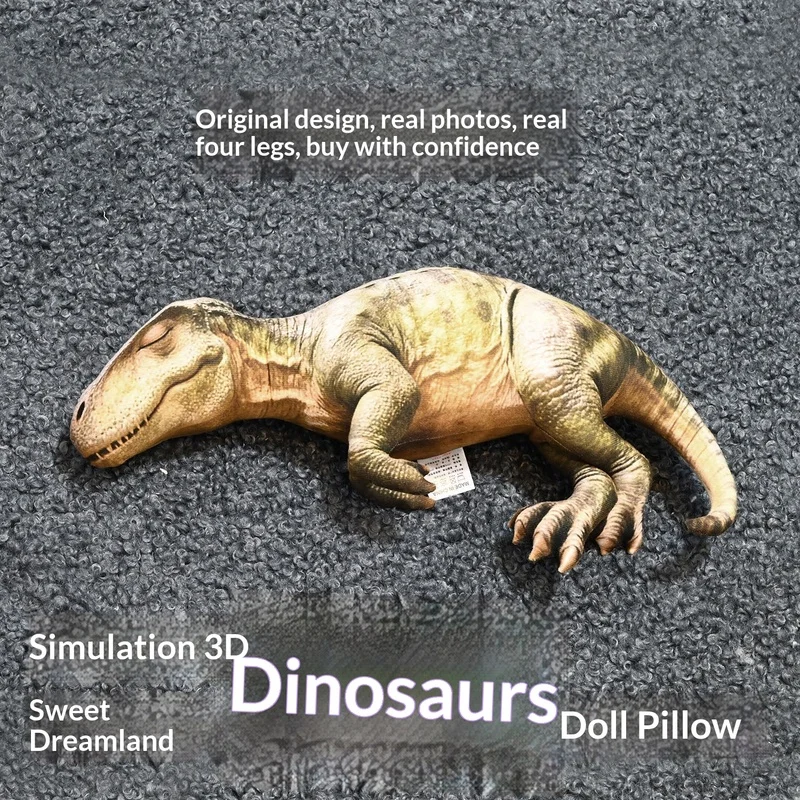 Original 3d Realistic Four-Leg Dinosaur Plush Pillow Cute Stereo Companion Stuffed Doll Soft Sleep Cushion Gift For Children