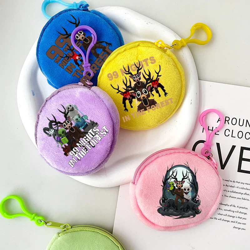 

99 Nights in The Forest Wallet Compact Portable Cartoon Pattern Coin Purse Plush Keychain Coin Wallet Children's Birthday Gift