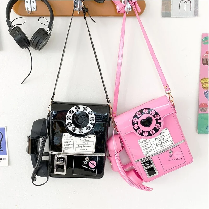 

Fashion Telephone Shaped Shoulder Bag 2022 Women Funny Crossbody Bag Female Girl Retro Top-Handle Handbag Tote Adjustable Strap