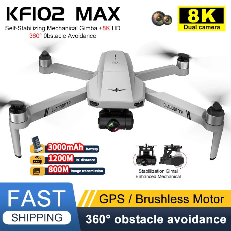 KF102MAX Professional Drone with 8K HD Camera 2-Axis Gimbal GPS FPV Obstacle Avoidance Quadcopter Brushless Motor Dron vs KF106