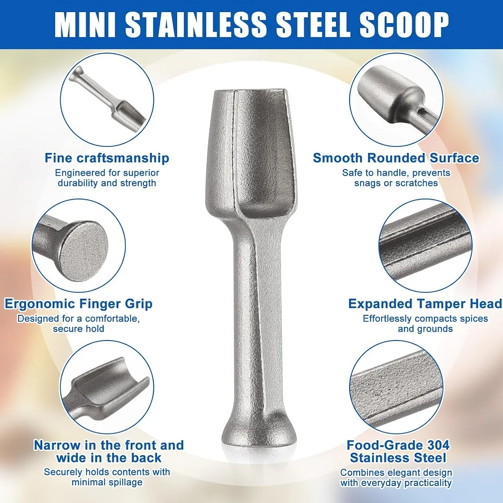 Mini 65mm Stainless Steel Scoop 0.25 Gram Small Spoon for Spices Coffee Tea Protein Powder Herbs Ss304 Measuring Scoop