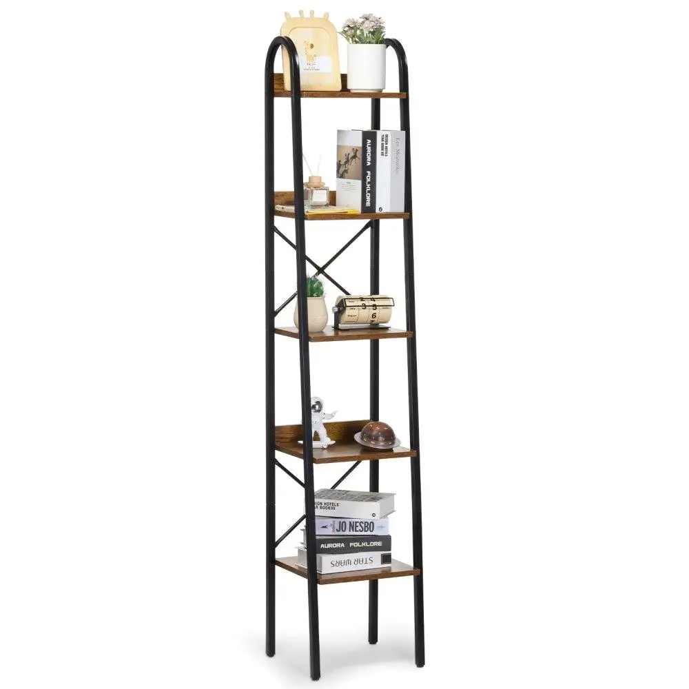 

Rustic Metal 5 Tier Bookshelf for living Bedroom Office