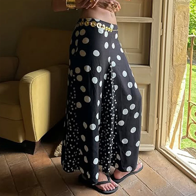 

BKLD Элегантная женская полуюбка в горошек в стиле ретро с высокой талией, повседневная плиссированная длинная юбка контрастного цвета, праздничный клубный наряд