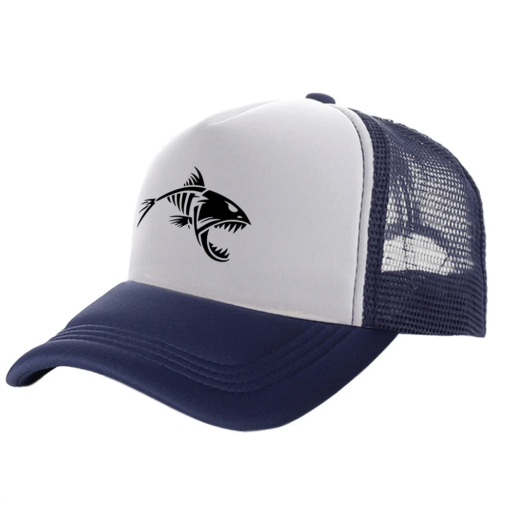 Fishing Skeleton Fish Bone Trucker Cap Men Funny Fishbone Hat Baseball Cap Cool Summer Unisex Mesh Net Caps MZ-500