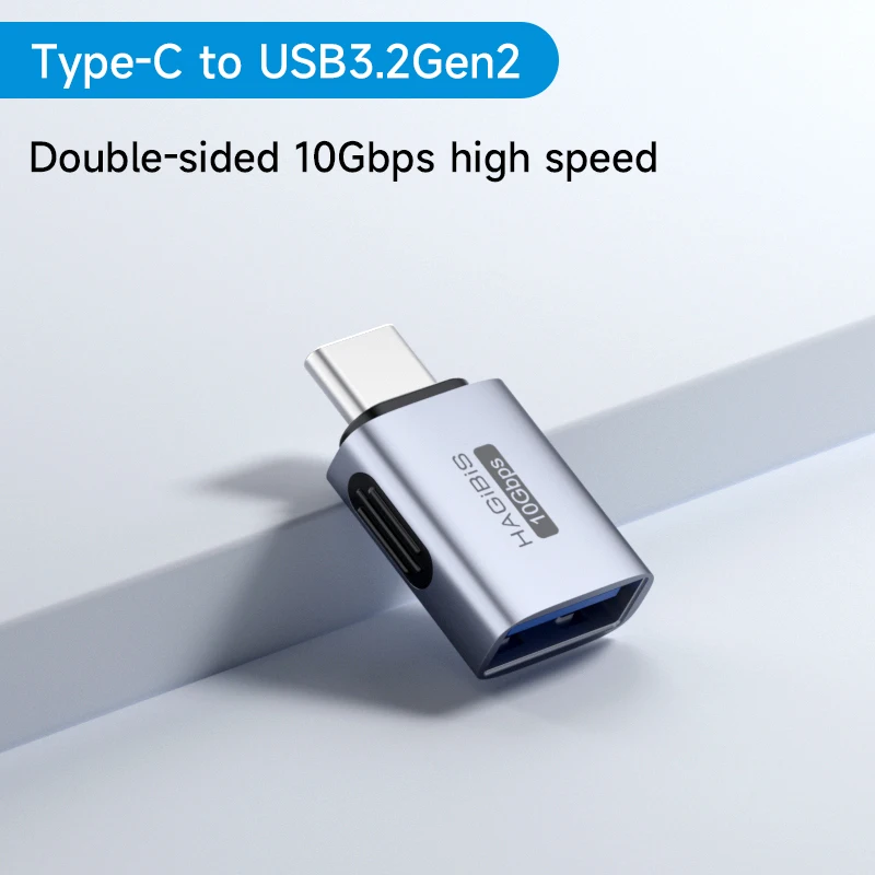 Hagibis USB-A-Stecker auf USB-C-Buchse, Adapter, 10 Gbit/s, Hochgeschwindigkeits-Datenübertragung, 60 W, Schnelllade-Konventer-Stecker für MacBook-Tablet