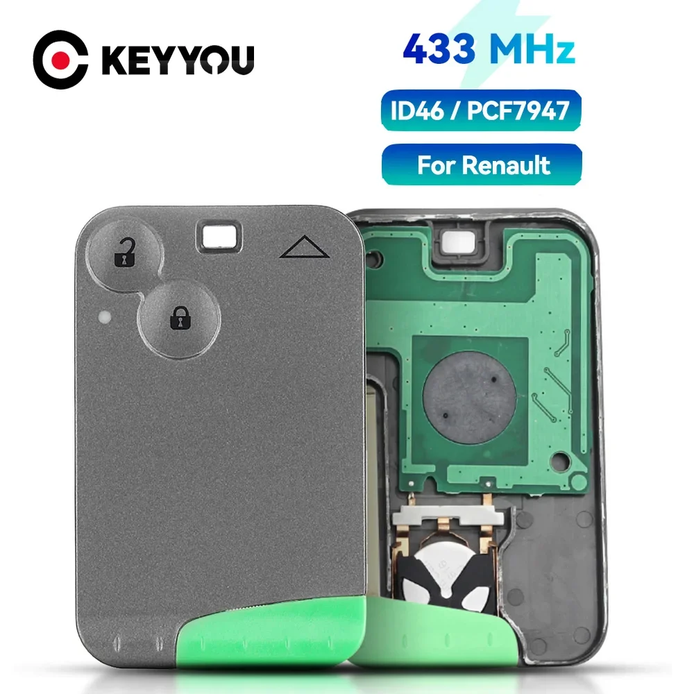 KEYYOU 2Button Remote Key ID46 PCF7947 Chip 433Mhz for Renault Laguna Espace 2001-2008 Vel-Satis Keyless Card Car Styling