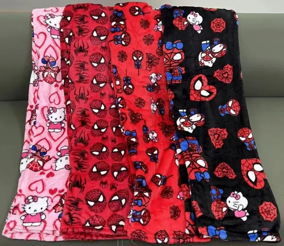 2024 New Spider Man Sleeping Pants Anime Hello Kitty Pajama Pants Flannel Soft Casual Pants Cartoon Home Trousers Couple Gifts