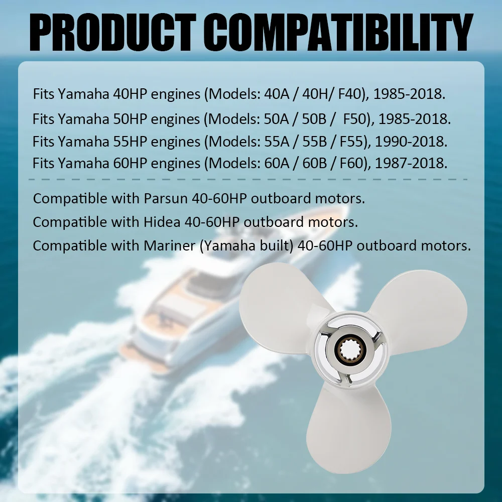 11-1/4 x 14 Aluminum Outboard Propeller for Yamaha 40-60HP | OEM 663-45958-01-EL | Marine Replacement Prop Accessories image 6