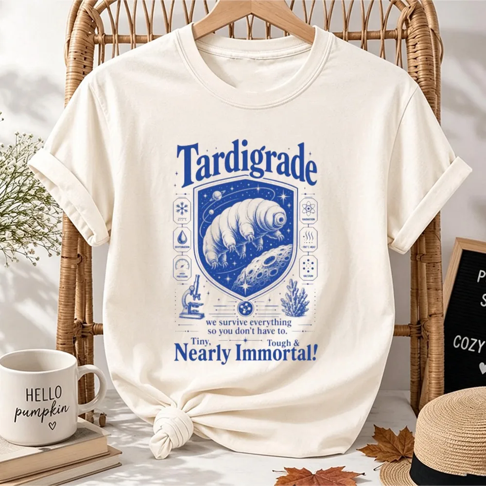 Vintage Tardigrade Graphic T-Shirt Women Men Pure Cotton Water Bear Biology Science Teacher Graphic Tees Short Sleeve Tee Shirts