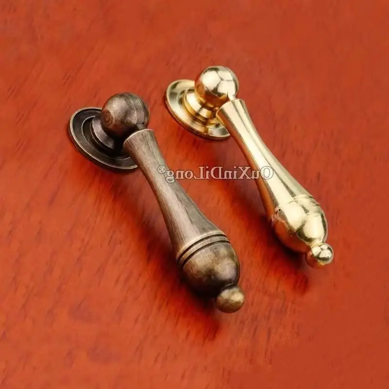 20PCS Solid Brass Waterdrop Pendant Furniture Pulls Handles Drawer Knobs Cupboard Wardrobe Closet Dresser TV Wine Cabinet Pulls