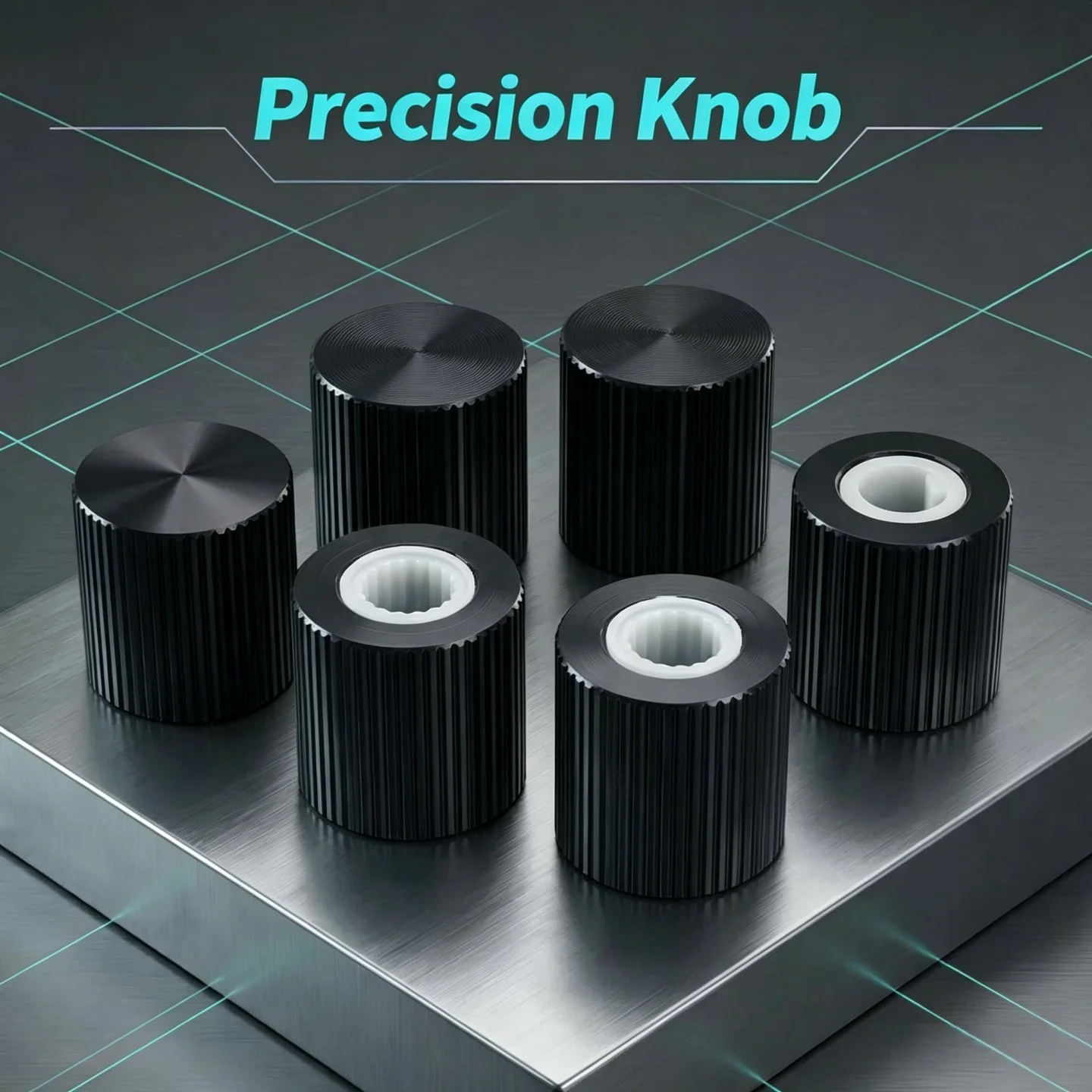 5pcs 15x15mm Black Silver Aluminum Alloy D-Shaped Plum Shaft Potentiometer Cap Solid Knob for Amplifier Volume Control 6mm