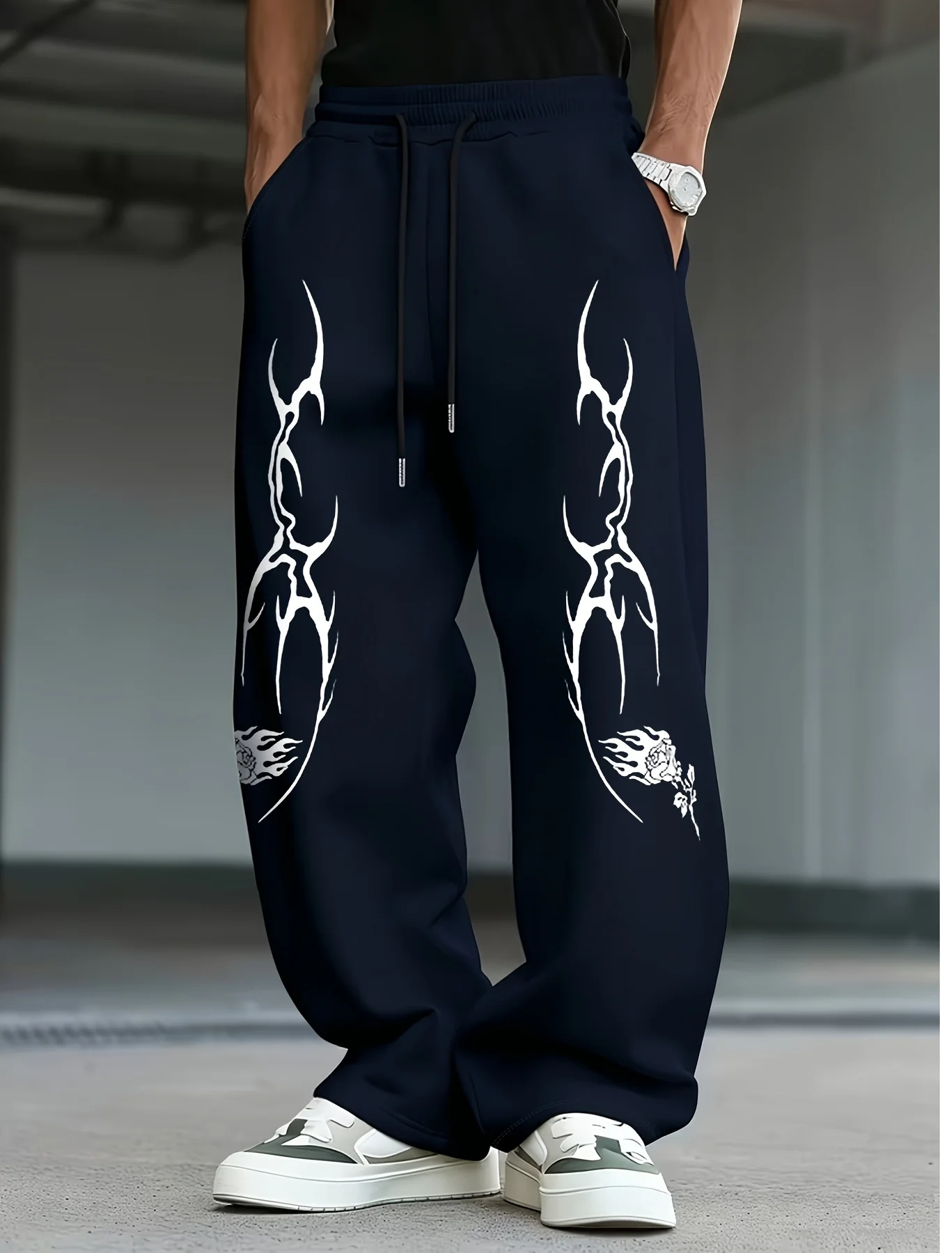 Men Casual Joggers Straight Drawstring Pants Four Seasons Comfortable Durable Graphic Streetwear Baggy Trousers S-3XL