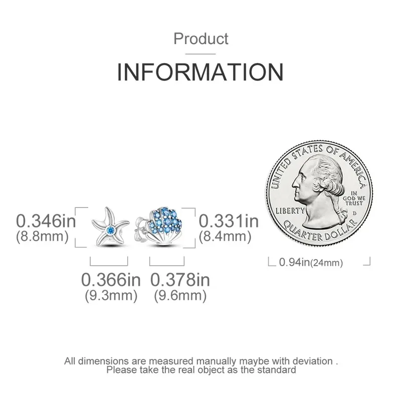 Regalo Elegante para Mujer: Pendientes de Tuerca de Estrella de Mar de Plata de Ley 925 con Circonita Brillante،