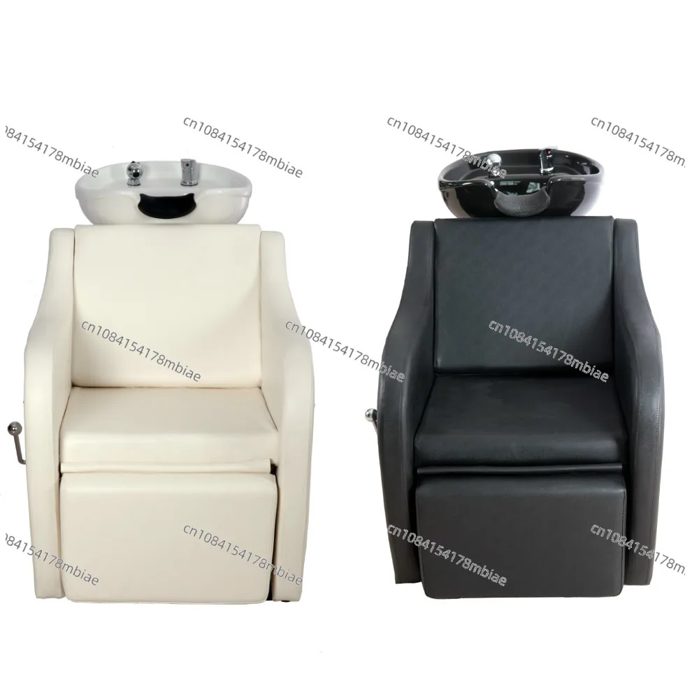 Popular shampoo chair with leg-rest comfortable hair salon equipment Super quality washing unit with creamic basin