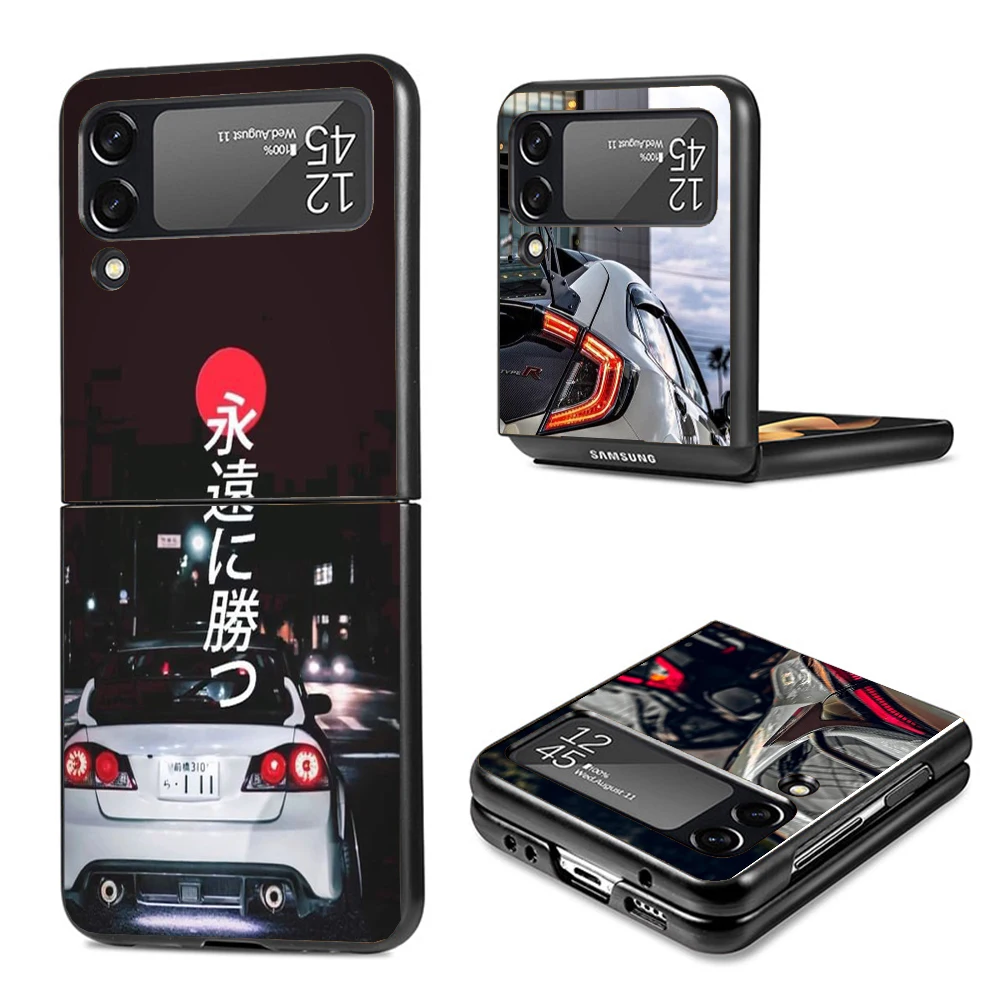 JDM Type R Civic Sport Car Phone Case For Samsung Galaxy Z Flip6 Flip3 Flip4 Flip5 PC Hard Plastic Z Flip 6 5 4 3 5G Fundas Cove