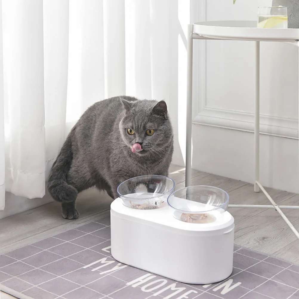 

Adjustable Angle Cat Bowl Feeder Dishes Raised Pet Supplies Non Slip Base Transparent Food Water Bowls Safe Durable High Quality