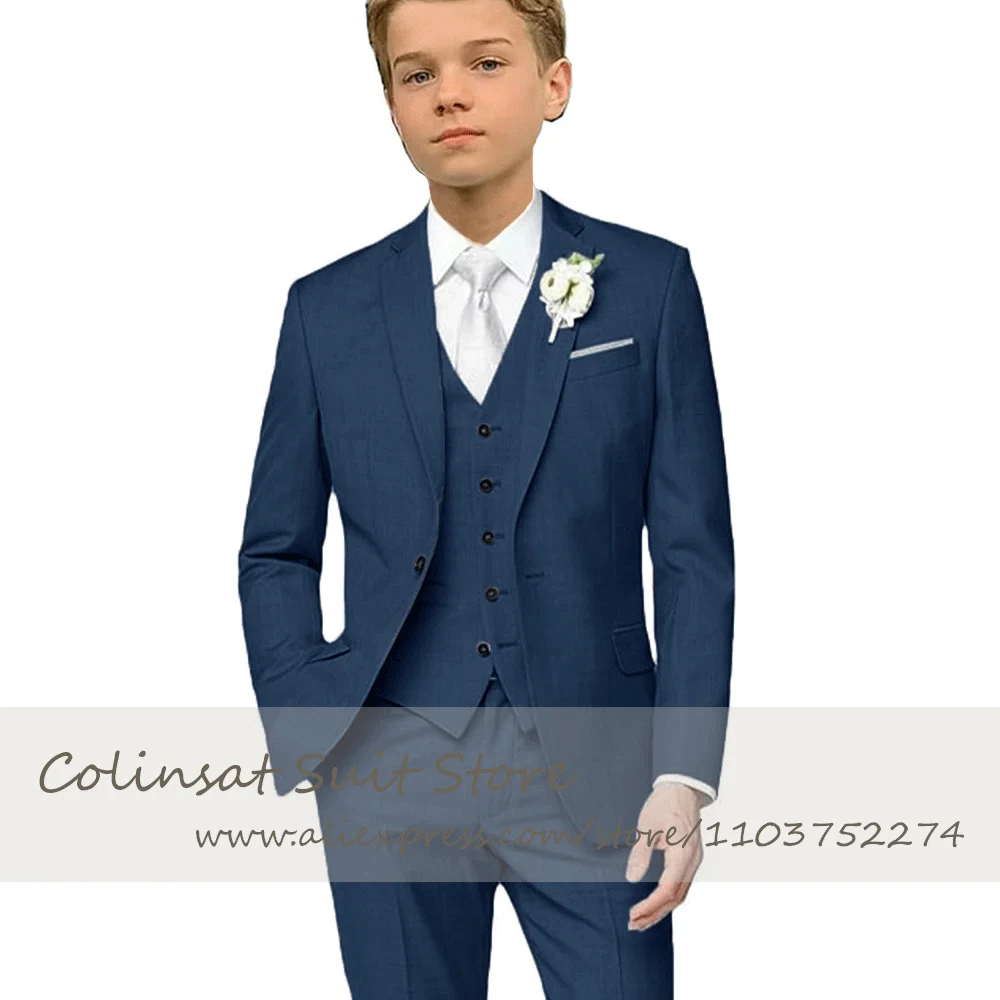 

Formal Wedding Suits for Boys 3-pieces Tailored Collar Jacket Blazer Page Boy Tuxedo Luxury Outfits Children Performance Party