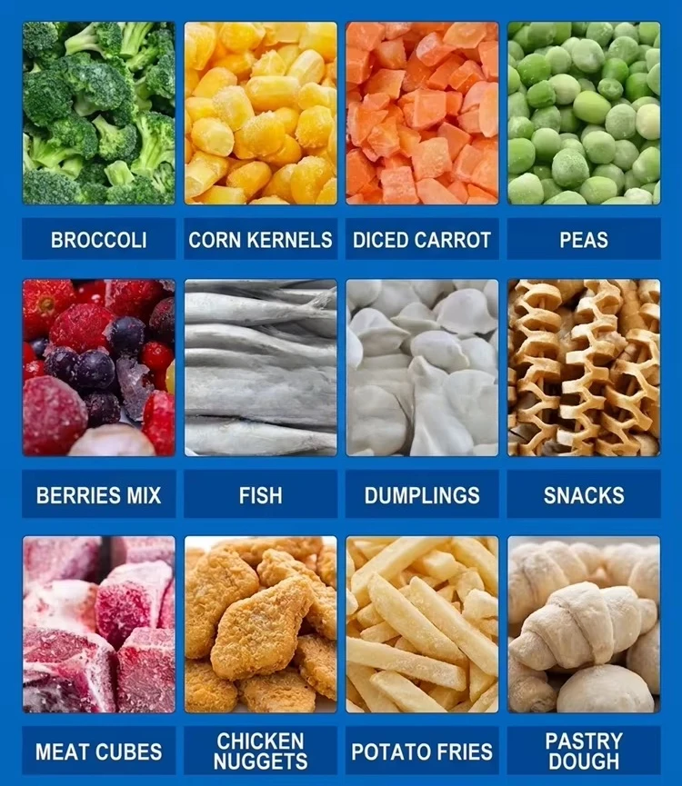 Industrial Automatic IQF Tunnel Freezer with Motor & Bearing for High Productivity Shrimp and Fish Seafood Processing Line