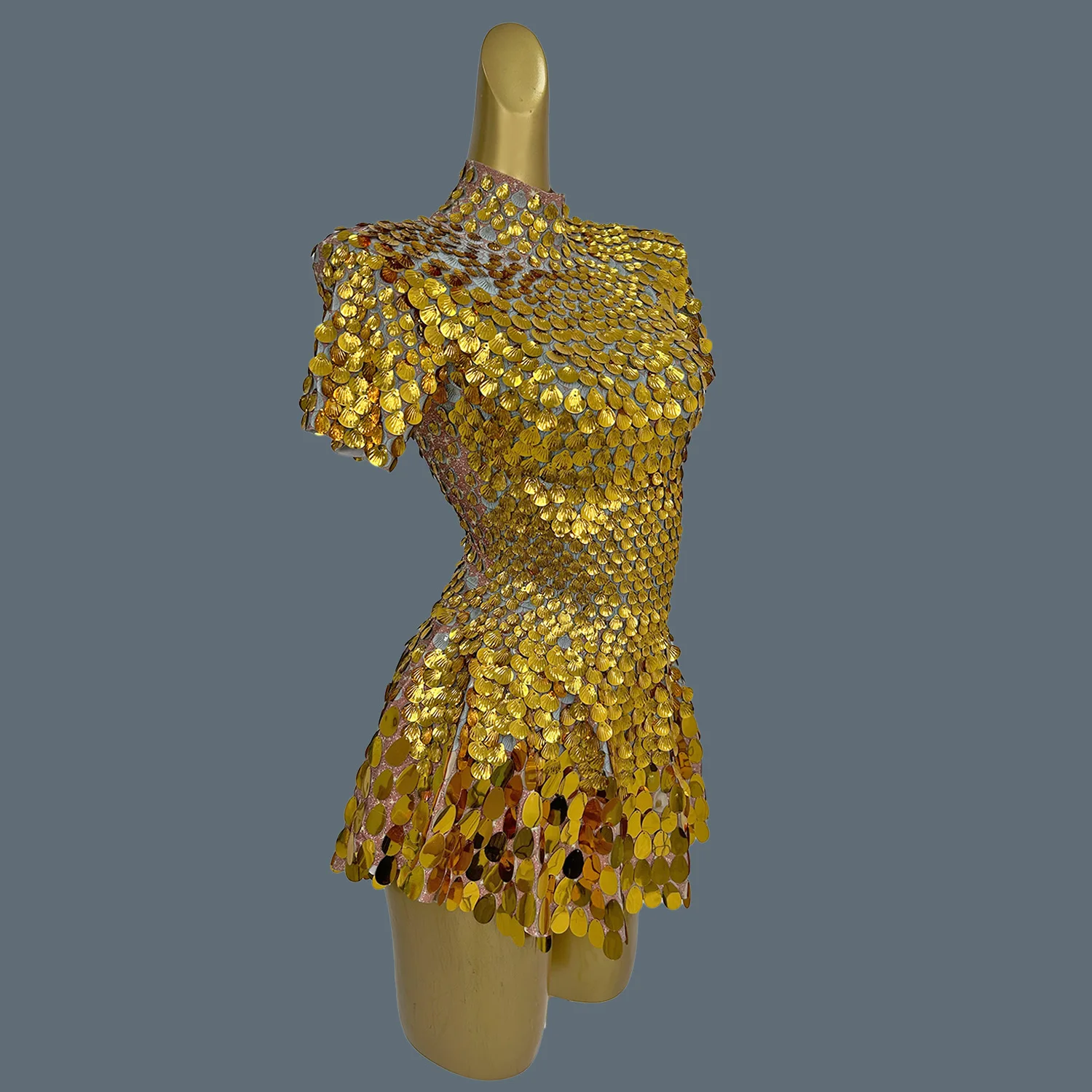 

Shining Lovely Sequins Mini Dress for Women Costume Celebrate Bodysuit Birthday Party Dresses Sexy Nightclub Leotard Jinsique