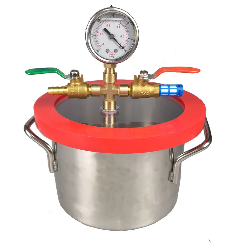 

1 gallon vacuum bucket, vacuum defoaming bucket, resin filling AB glue defoaming box, all stainless steel pumping resin, small