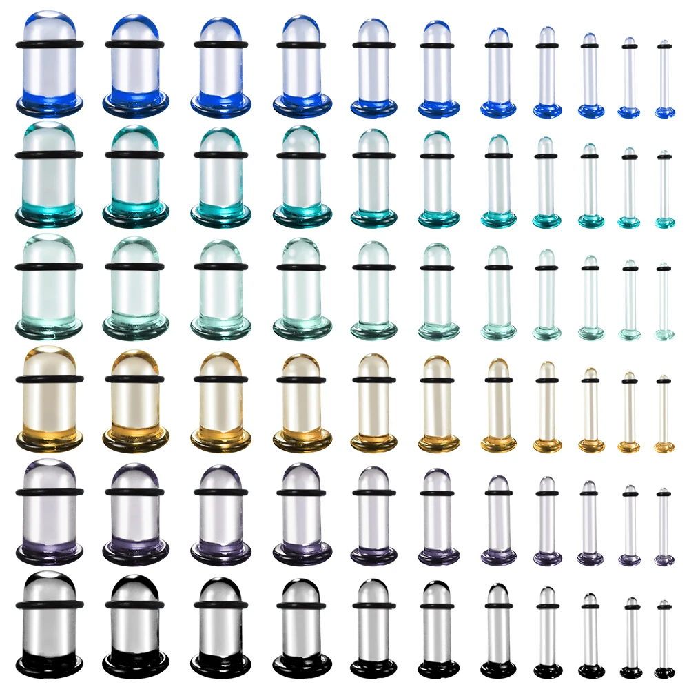 Casvort Pyrex Glass Dead Plugs 14G-00g Comfy Ear Gauges Tunnels Expander 0.5mm Increments Piercing Body Jewelry Stretching Kit