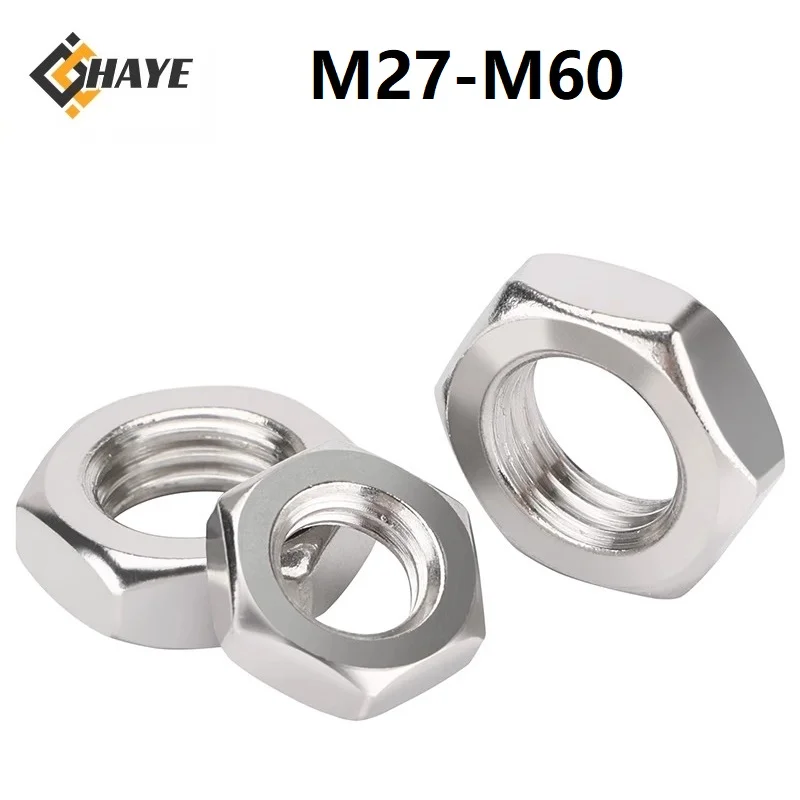 

304 Stainless Steel Serrated Hex Thin Nuts M27 M30 M33 M36 M39 M42 M45 M48 M52 M56 M60 Fine Pitch 1.5 2 3 4mm Hex Thin Nuts