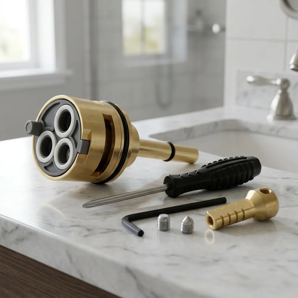 3Port Shower Valve Spool Brass Handle Connecting Joint Maintenance Pack+Screws For Bathroom Water Switch Leak Hardware Accessory