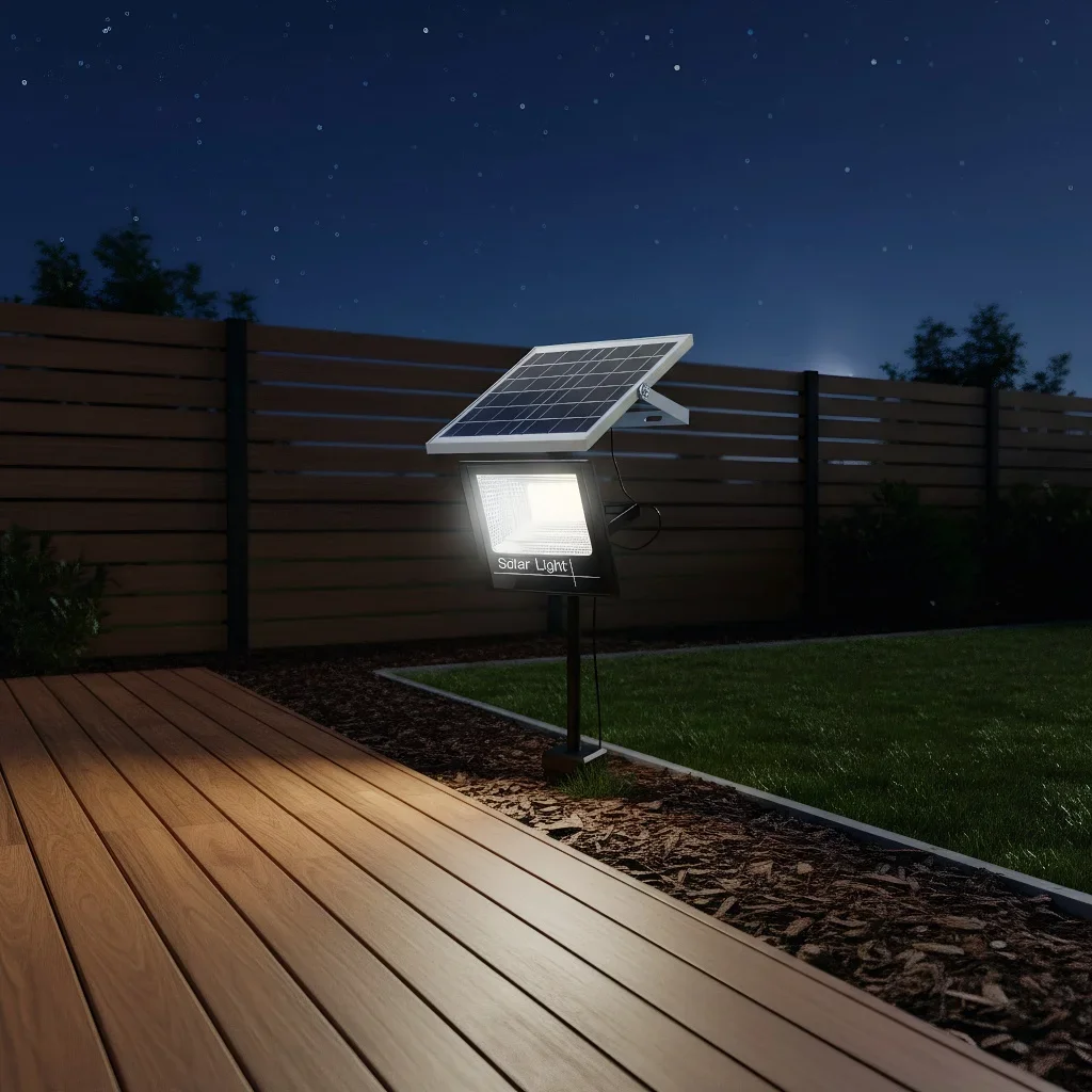 

Солнечный прожектор: 100 Вт, водонепроницаемый светодиодный прожектор высокой яркости с пультом дистанционного управления для двора