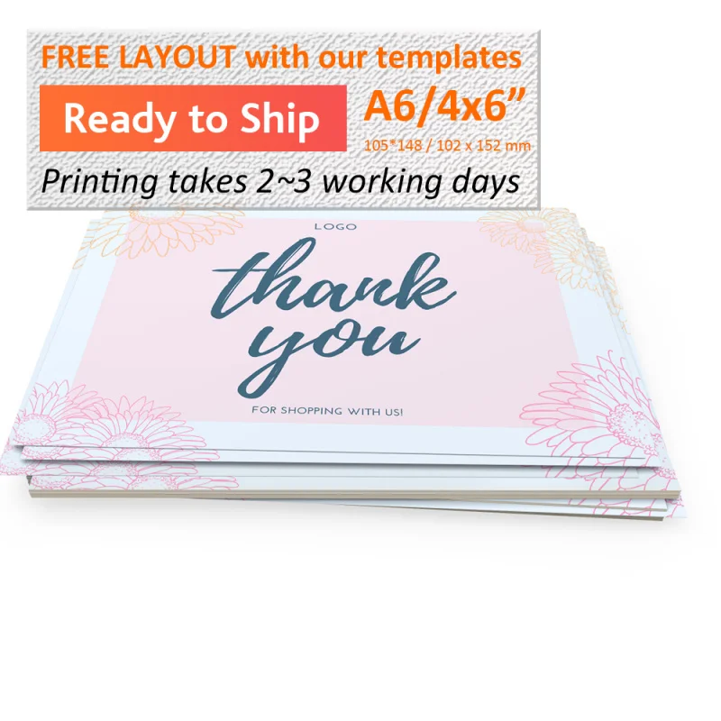 50 0.Zhang.Custom.A6 / 4x6inch customized professional card thankyou card flyer activities