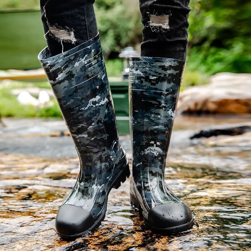 

Камуфляжная непромокаемая мужская обувь для фермерского хозяйства, кухонные высокие непромокаемые сапоги для шеф-повара для мужчин, новые модные водные сапоги для взрослых, уличные резиновые сапоги