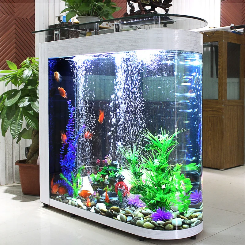 Large Screen Modern Luxury Eco-Friendly Living Room Partition Bullet Goldfish Tank Aquarium 600L Ultra-White Glass Smart Hot