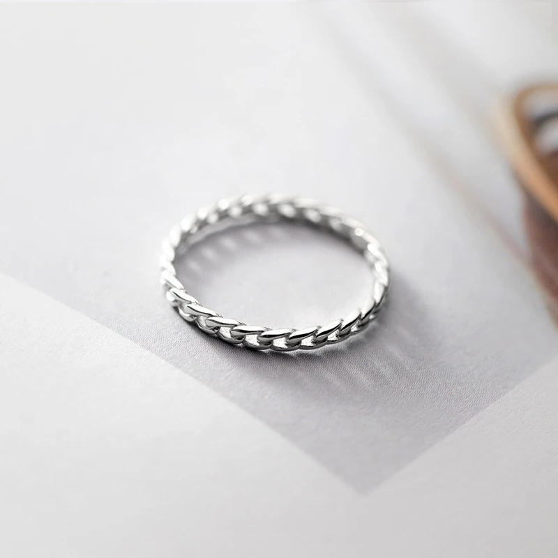 Modian Fashion Minimalist Twist Chain Ring for Women Authentic 925 Sterling Silver Simple Finger Ring Korea Style Fine Jewelry
