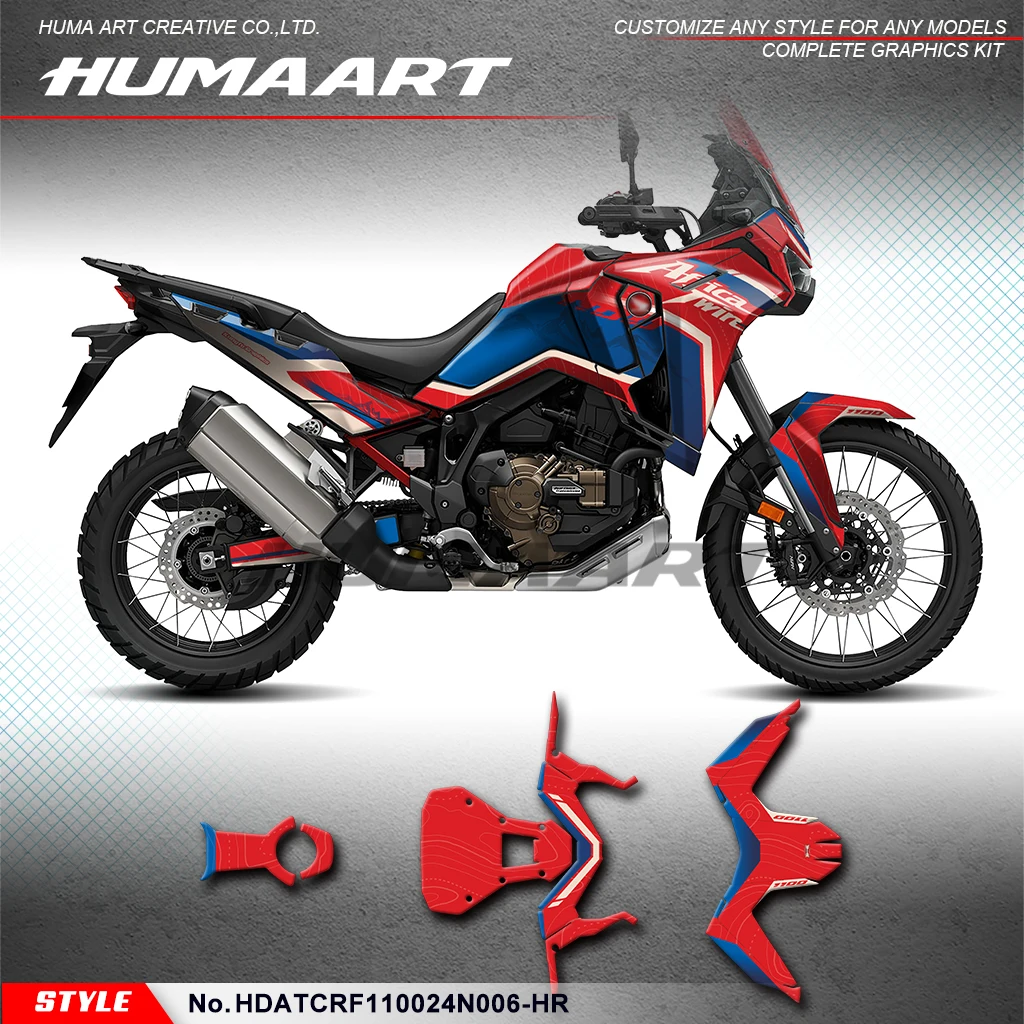

HUMAART Graphics Decal Kit Durable Vinyl for Honda Africa Twin CRF 1100L 1000 L 2024 2025, Shield, HDATCRF110024N006-HR