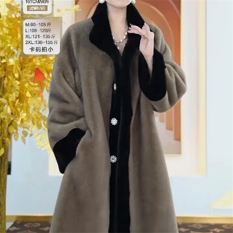 2023 Women New Autumn/winter Thickened Loose Imitate Mink Fur And Fur Integrated Coat Female Korean Mid Length Fashion Warm Coat