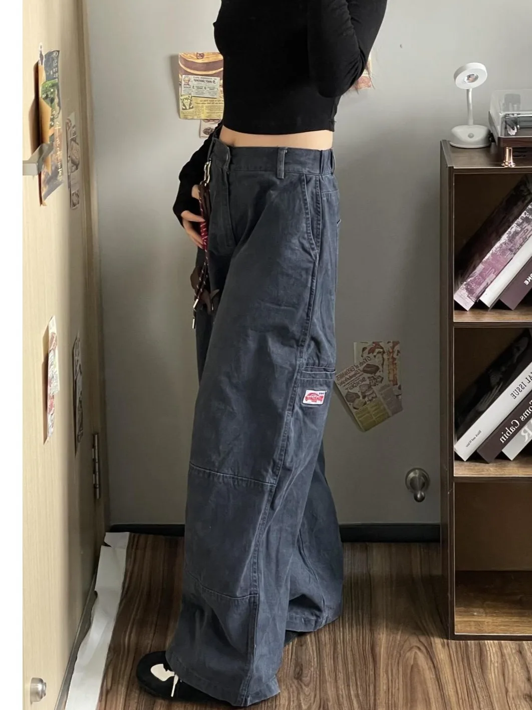 

Summer Women High Waist Wide Leg Jeans Retro Knife Cut Loose Straight Trousers Casual Fashion Pants