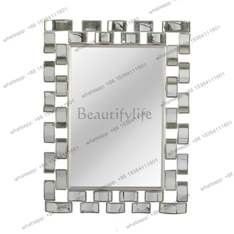 

Nordic simple wrought iron vanity mirror metal bathroom wall-mounted washbasin creative gold makeup mirror