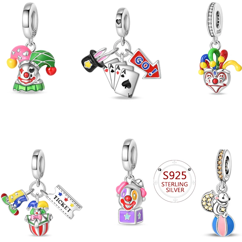 

Original s925 sterling silver 100% clown magic charm beads suitable for women's bracelet DIY jewelry making birthday gift