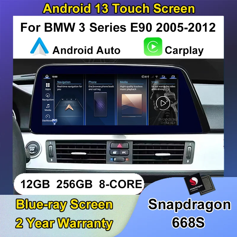 

Android 13 12+256G Radio Gps Navigation Auto Carplay For BMW 3 Series E90 E91 2005-2012 Car Multimedia Dvd Player Blade Screen