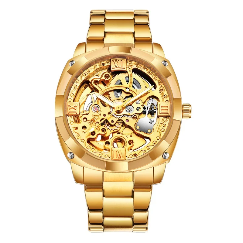 Oversized Large Dial Men Automatic Mechanical Watch Stainless Steel Band Fashion Trend Business Casual Male Wrist Watch New Gift