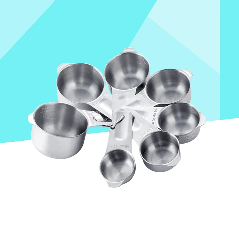 

7pcs StainlessSteel MeasuringSpoonsSet 7Sizes DryLiquid KitchenBaking MeasuringCups Spoon NestableStackable Storage