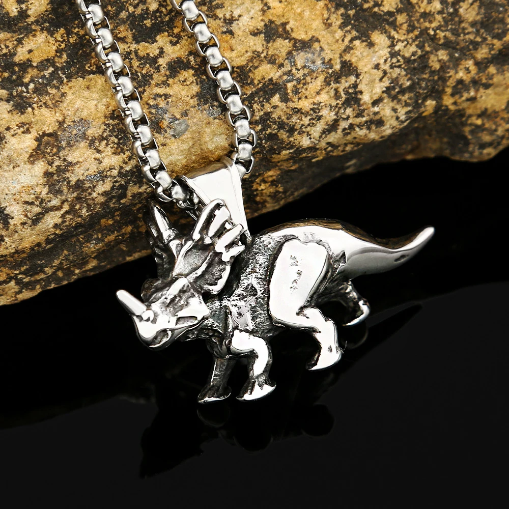 Fashion Unique Dinosaur Pendant Necklace Stainless Steel Vintage Animal Necklace For Men Amulet Jewelry Gifts Dropshipping