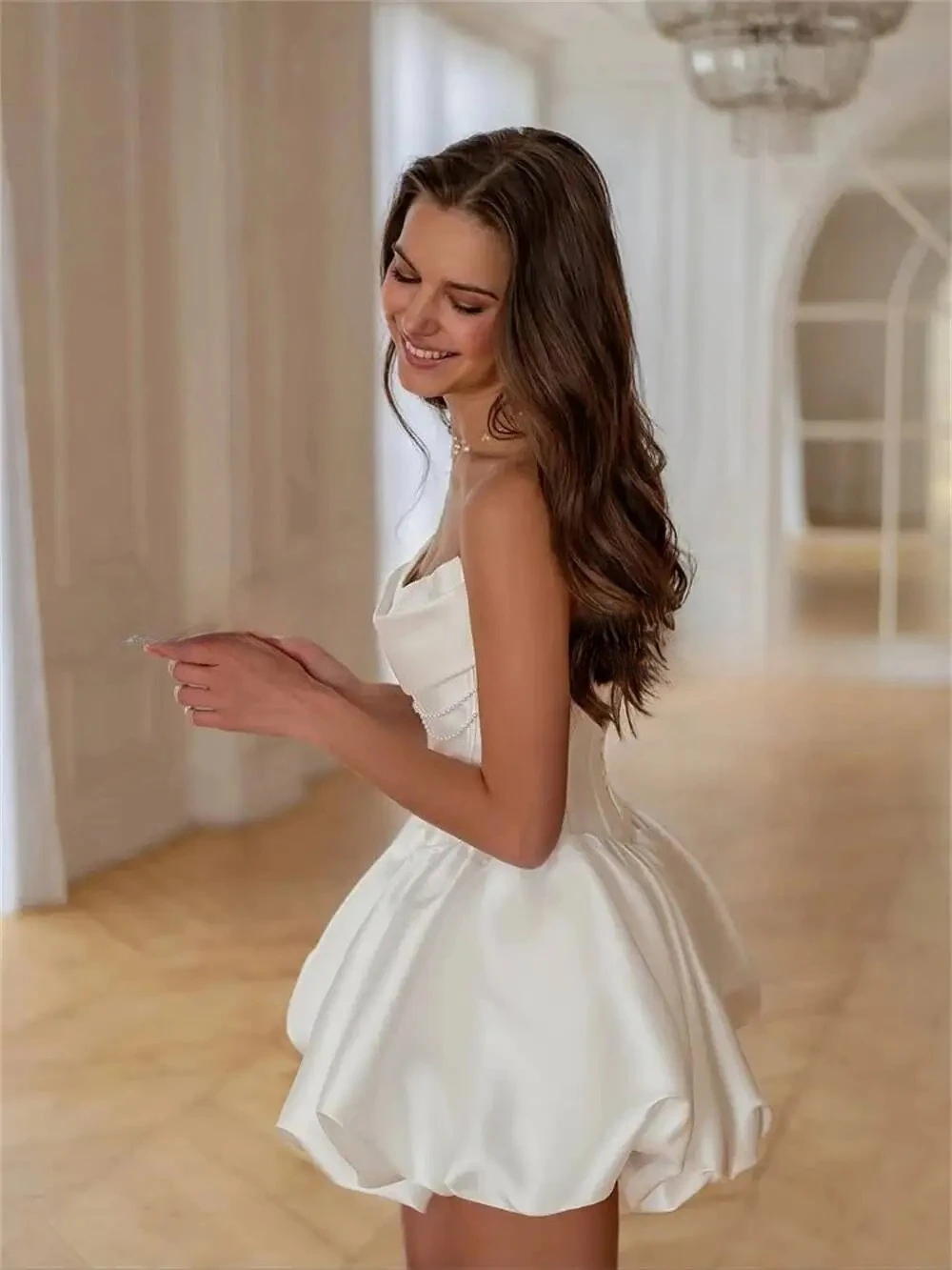 Modern Strapless Short Backless Wedding Mini Bridal Gown Custom Made Prom Dress Robe Mariée Vestido De Noival
