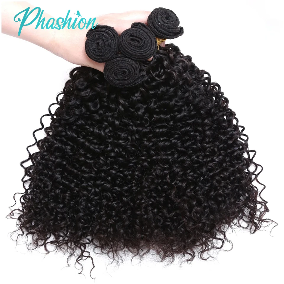 Phashion crépus bouclés cheveux humains paquets 1/3 pièces/lot 30 32 pouces 100% Remy Extensions de cheveux pour les femmes noires tissage brésilien en vente