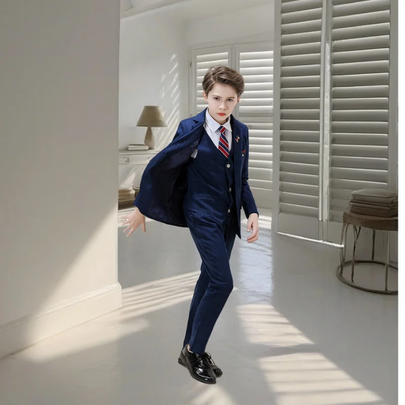 Baby Boys Formal Blazer Suit Kids Jacket Vest Pants Costume Teenager Weddings Party Graduation Dress Children Tuxedo Outfit