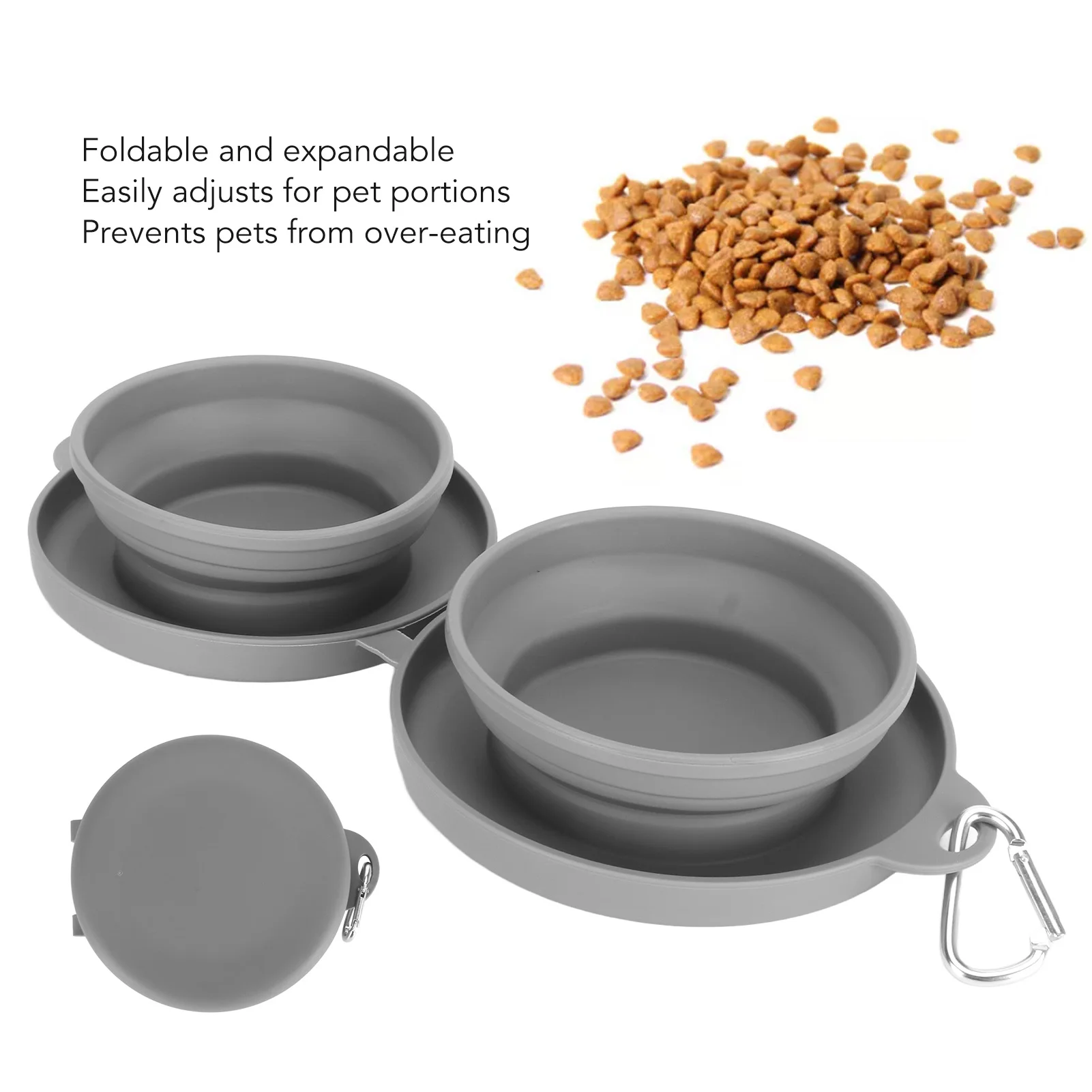 Collapsible Dog Bowls BPA Free Food Grade Silicone 2 In 1 Expandable Pet Food Water Bowl For Travel