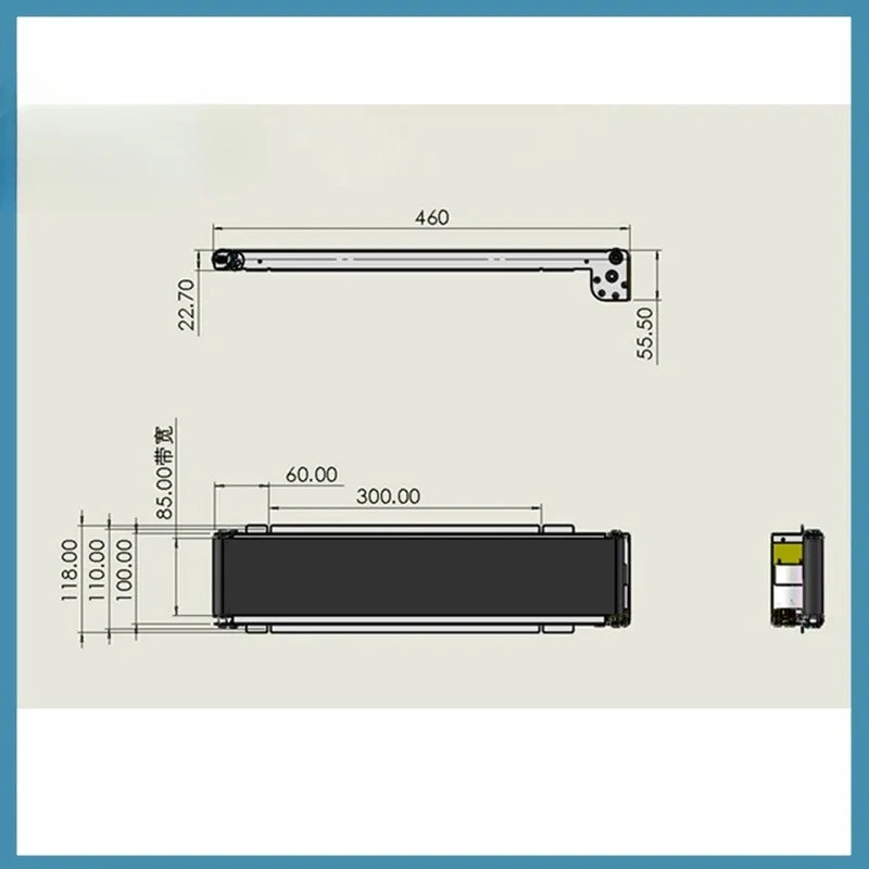 24V 460MM-600MM Stainless Steel Mini Conveyor Vending Machine Track Cargo Lane Automatic Conveyor Belt+Power+Adapter