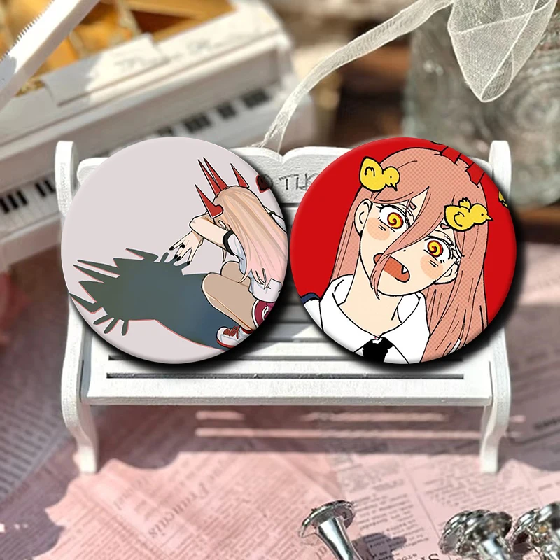 58mm Cartoon Character Power Button Pin Anime Role Power Brooch Creative Badge for Backpack Clothes Decoration Gift