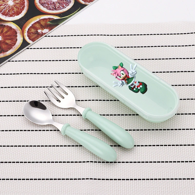 

Soniced Stainless Steel Fork Spoon Cute Cartoon Anime Pattern Set Baby Home Round Handle Tableware Children's Birthday Gift